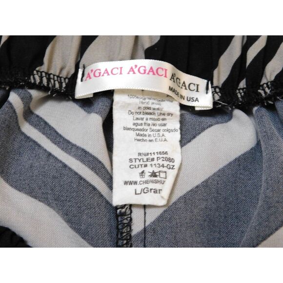 Trendy Woman's Palazzo Pants Size L A'Gaic Geometric Drapey Wide Legs Retro - Picture 3 of 6